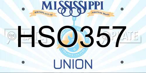 HSO357 Mississippi License Plate