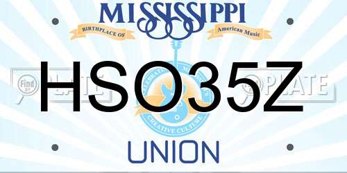 HSO35Z Mississippi License Plate
