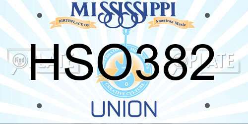 HSO382 Mississippi License Plate