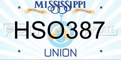 HSO387 Mississippi License Plate