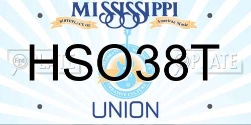 HSO38T Mississippi License Plate