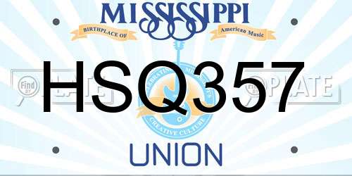 HSQ357 Mississippi License Plate
