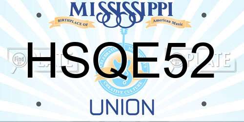 HSQE52 Mississippi License Plate