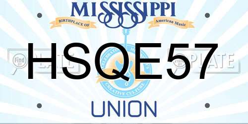 HSQE57 Mississippi License Plate