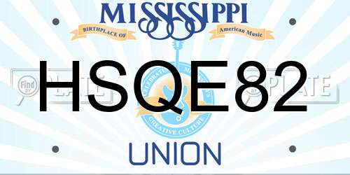 HSQE82 Mississippi License Plate