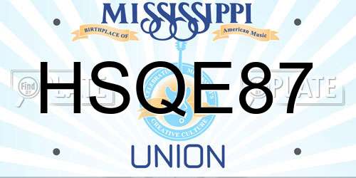 HSQE87 Mississippi License Plate