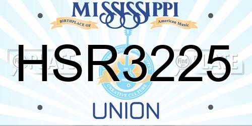 HSR3225 Mississippi License Plate