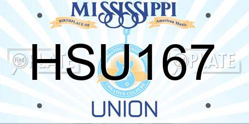 HSU167 Mississippi License Plate