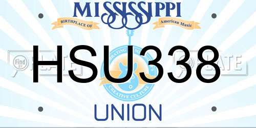 HSU338 Mississippi License Plate