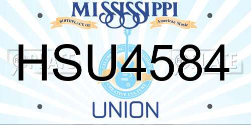 HSU4584 Mississippi License Plate
