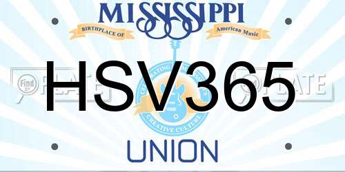 HSV365 Mississippi License Plate
