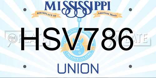 HSV786 Mississippi License Plate