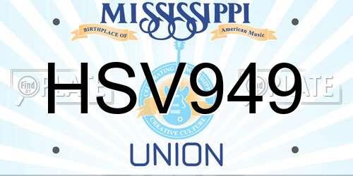 HSV949 Mississippi License Plate