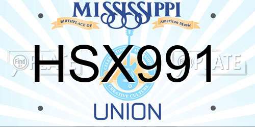 HSX991 Mississippi License Plate