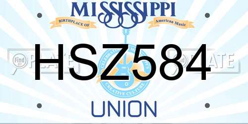 HSZ584 Mississippi License Plate