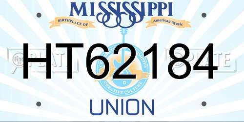HT62184 Mississippi License Plate