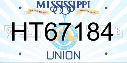 HT67184 Mississippi License Plate