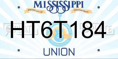 HT6T184 Mississippi License Plate