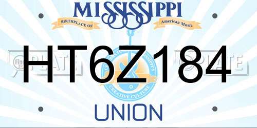 HT6Z184 Mississippi License Plate