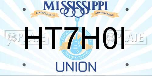 HT7H0I Mississippi License Plate