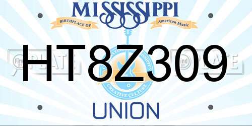 HT8Z309 Mississippi License Plate