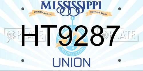 HT9287 Mississippi License Plate