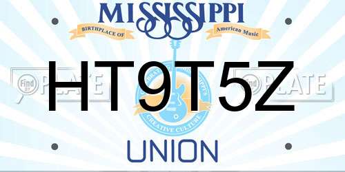 HT9T5Z Mississippi License Plate