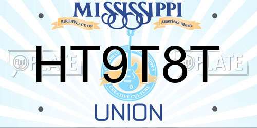 HT9T8T Mississippi License Plate