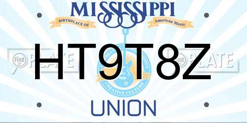 HT9T8Z Mississippi License Plate