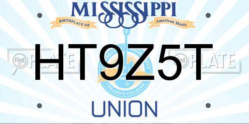 HT9Z5T Mississippi License Plate