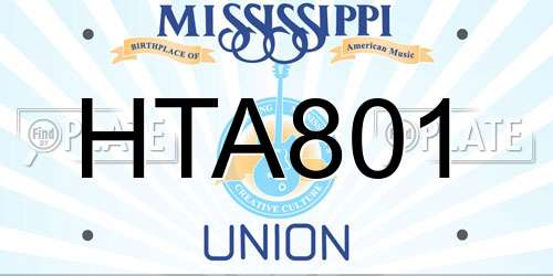 HTA801 Mississippi License Plate