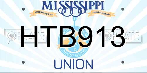 HTB913 Mississippi License Plate