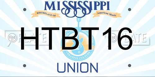 HTBT16 Mississippi License Plate