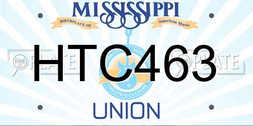 HTC463 Mississippi License Plate