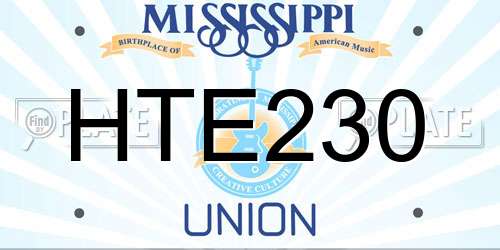 HTE230 Mississippi License Plate