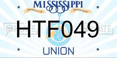 HTF049 Mississippi License Plate