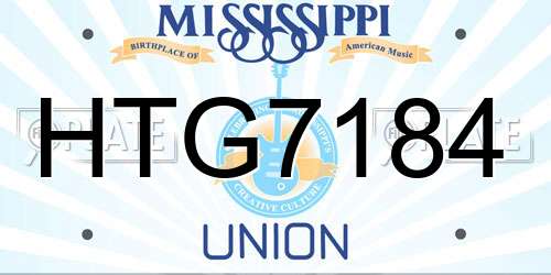 HTG7184 Mississippi License Plate