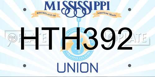 HTH392 Mississippi License Plate