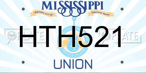 HTH521 Mississippi License Plate