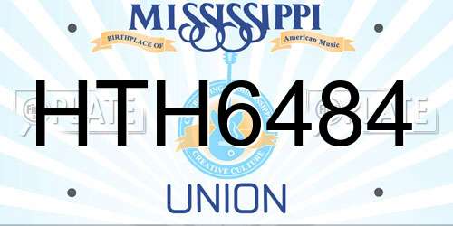 HTH6484 Mississippi License Plate