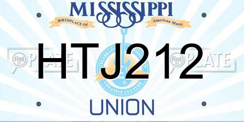 HTJ212 Mississippi License Plate