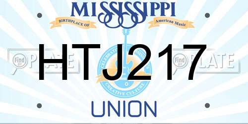 HTJ217 Mississippi License Plate