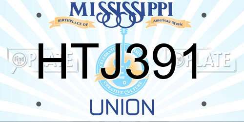 HTJ391 Mississippi License Plate