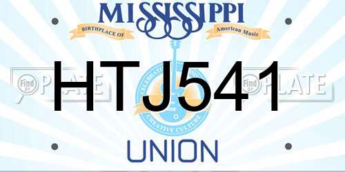 HTJ541 Mississippi License Plate