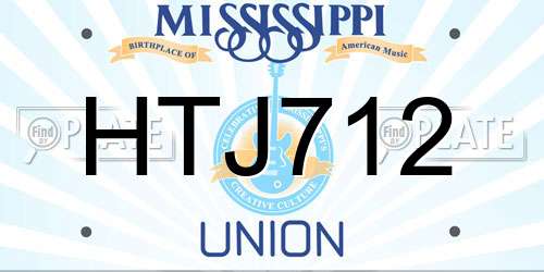 HTJ712 Mississippi License Plate