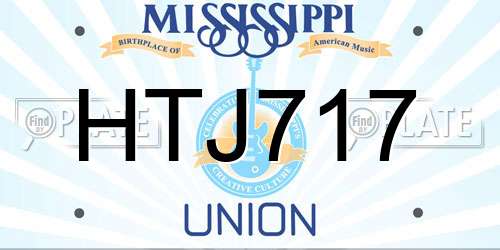 HTJ717 Mississippi License Plate