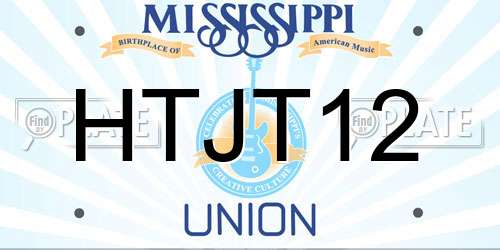 HTJT12 Mississippi License Plate