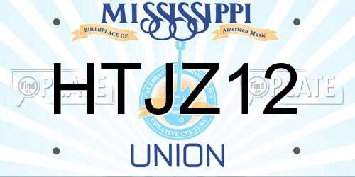 HTJZ12 Mississippi License Plate