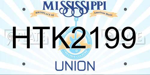 HTK2199 Mississippi License Plate
