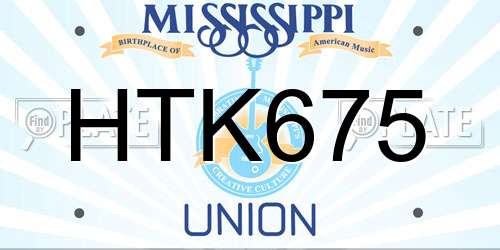 HTK675 Mississippi License Plate